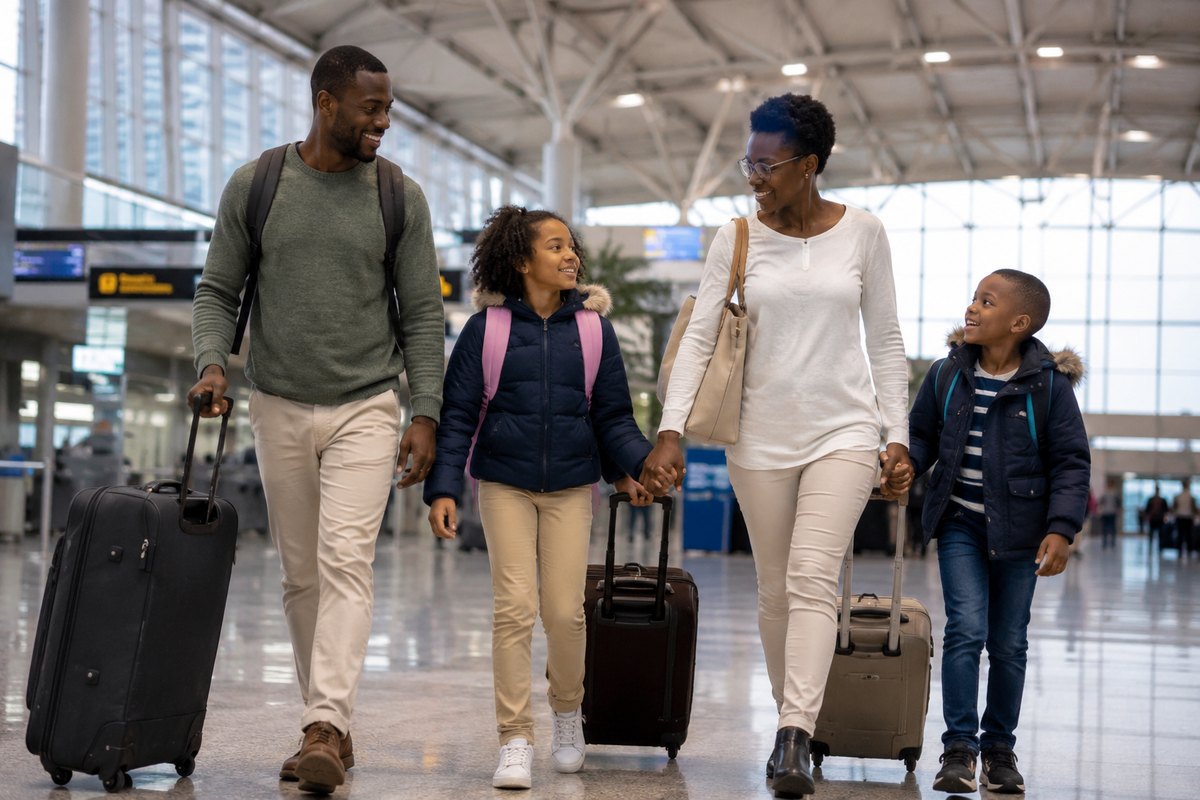 A newcomer family arriving in Calgary